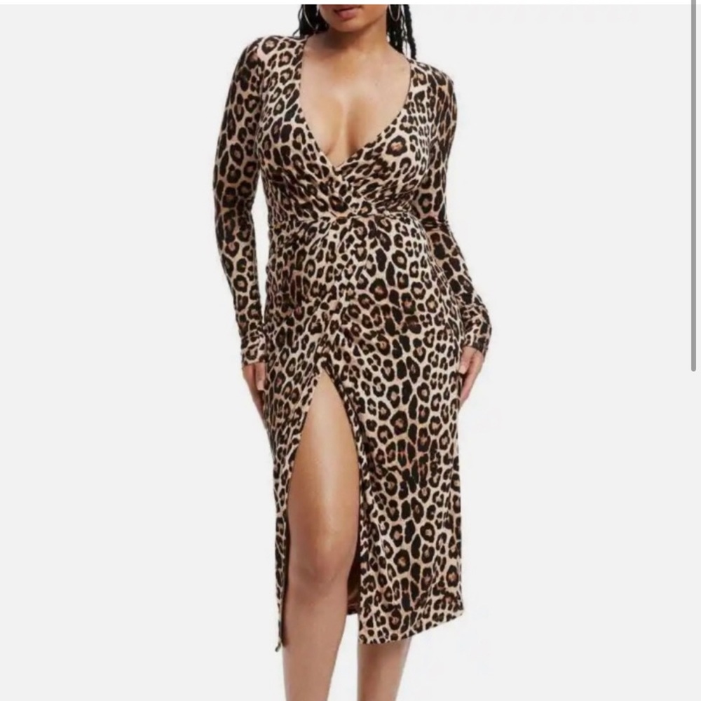 NWT Good American leopard wrap dress size 1